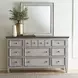 Homestead Antique White and Tobacco 6 Drawer Dresser with Mirror