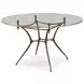1940S French Gold and Brown 50" Round Glass Top Center Table