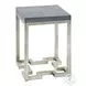 Geometric Charcoal Shagreen Leather And Sterling Silver Leaf Accent Table