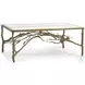 Twig Glass And Antiqued Solid Brass Cocktail Table