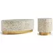 Stone Toranto Stone Inlay And Polished Satin Brass Occasional Table Set