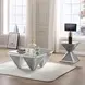 Noralie Silver and Gray Square Mirrored Top End Table