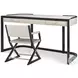 Jude Light Grey Leather And Black Walnut Home Office Set