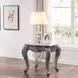 Ariadne Gray and Platinum Rectangular Marble Top End Table