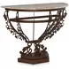 Venetian Brown and Cream Demilune Top Console Table