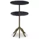 Veronica Brown and Black Round Marble Top Side Table