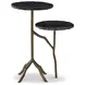 Veronica Brown and Black Round Marble Top Side Table