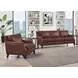 Camden Pecan Leather Upholstered Accent Chair with Nailhead Trim