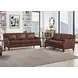 Camden Pecan Leather 87" Sofa with Nailhead Trim