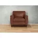 Sherwyn Pecan Leather Upholstered Accent Chair with Nailhead Trim
