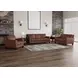 Sherwyn Pecan Leather Upholstered Accent Chair with Nailhead Trim