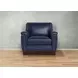 Sherwyn Navy Leather Upholstered Accent Chair with Nailhead Trim