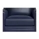 Sherwyn Navy Leather Upholstered Accent Chair with Nailhead Trim