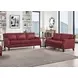 Camden Cranberry Leather 61" Loveseat with Nailhead Trim