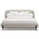 Madera Beige and Modern Walnut King Upholstered Panel Bed