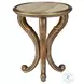 Majorca Polished Silver Travertine Marble And Rubber Wood Chairside Table