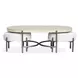 Jennings Edgecomb Gray and Weathered Antique Nickel Oval Occassional Table Set with 2 Ottomans