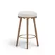 Oodle Cream and Light Walnut Performance Vegan Mohair Upholstered Bar Stool