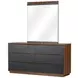Kayner Charcoal 6 Drawer Dresser with Mirror and LED