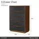Kayner Charcoal 5 Drawer Chest with LED