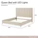 Lotus Bay Sand Queen Panel Bed with LED and USB Charging