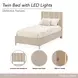 Lotus Bay Sand Twin Panel Bed with LED and USB Charging
