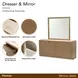 Portrait Sienna Brown 6 Drawer Dresser with LED and Rectangular Mirror