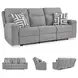 Biscoe Pewter Performance Fabric 88" Power Reclining  Sofa
