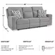 Biscoe Pewter Performance Fabric 88" Power Reclining  Sofa