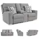 Biscoe Pewter Performance Fabric 78" Power Reclining Console Loveseat
