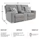 Biscoe Pewter Performance Fabric 78" Power Reclining Console Loveseat
