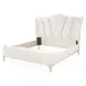 La Marisia Tranquil and Champagne Gold King Upholstered Bed with USB Charging