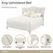 La Marisia Champagne Gold and Tranquil California King Upholstered Panel Bed with USB Charging