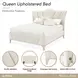 La Marisia Tranquil and Champagne Gold Queen Upholstered Bed with USB Charging