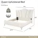 La Marisia Tranquil and Champagne Gold Queen Upholstered Bed with USB Charging