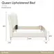 La Marisia Tranquil and Champagne Gold Queen Upholstered Bed with USB Charging