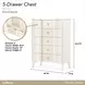La Marisia Creamy Pearl 5 Drawer Chest