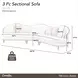 Camellia Field Linen And Warm Pecan 3 Piece Chenille 160" Sofa