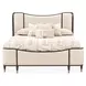 Camellia Field Warm Pecan and Linen Queen Upholstered Panel Bed with USB Charging