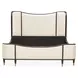 Camellia Field Warm Pecan and Linen Queen Upholstered Panel Bed with USB Charging