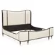 Camellia Field Warm Pecan and Linen Queen Upholstered Panel Bed with USB Charging