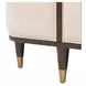 Camellia Field Warm Pecan and Linen Queen Upholstered Panel Bed with USB Charging