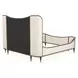 Camellia Field Warm Pecan and Linen Queen Upholstered Panel Bed with USB Charging