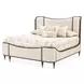 Camellia Field Warm Pecan and Linen Queen Upholstered Panel Bed with USB Charging