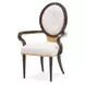Camellia Field Warm Pecan and Linen Dining Arm Chair