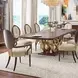 Camellia Field Warm Pecan and Linen Dining Arm Chair