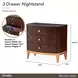 Camellia Field Warm Pecan 3 Drawer Nightstand
