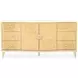 Camellia Field Cornsilk and Caramel Upholstered Panel Bedroom Set with USB Charging