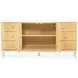 Camellia Field Cornsilk and Caramel Upholstered Panel Bedroom Set with USB Charging