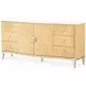 Camellia Field Cornsilk and Caramel Upholstered Panel Bedroom Set with USB Charging